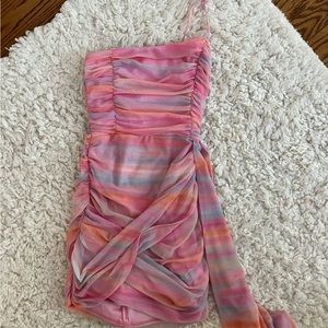 Dani One Shoulder Mesh Mini Dress from american threads size small